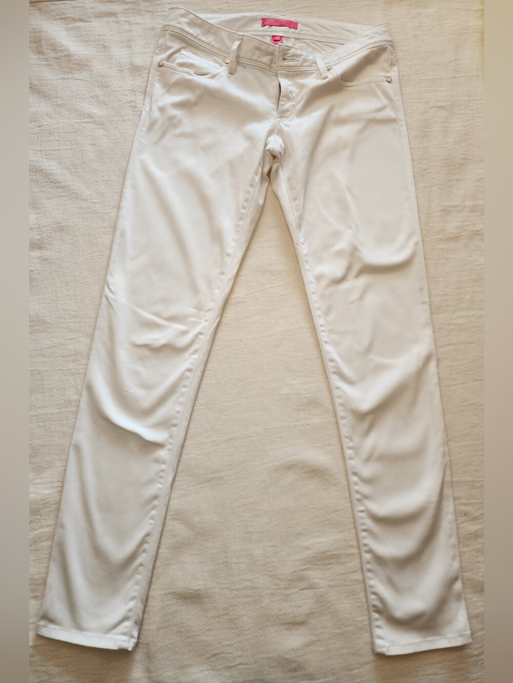 LILLY PULITZER White Low-Rise Skinny Jeans - Size 4 - Gold Hardware